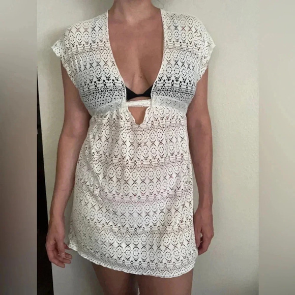 Becca by Rebecca Virtue Swim Cover Up Size Medium White - Picture 1 of 6